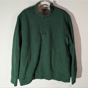 Eddie Bauer Green Sherpa Lined Quarter Zip Pullover Sweatshirt Men's Size Large